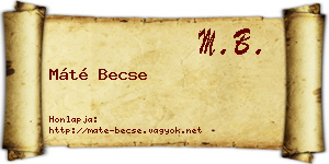 Máté Becse névjegykártya